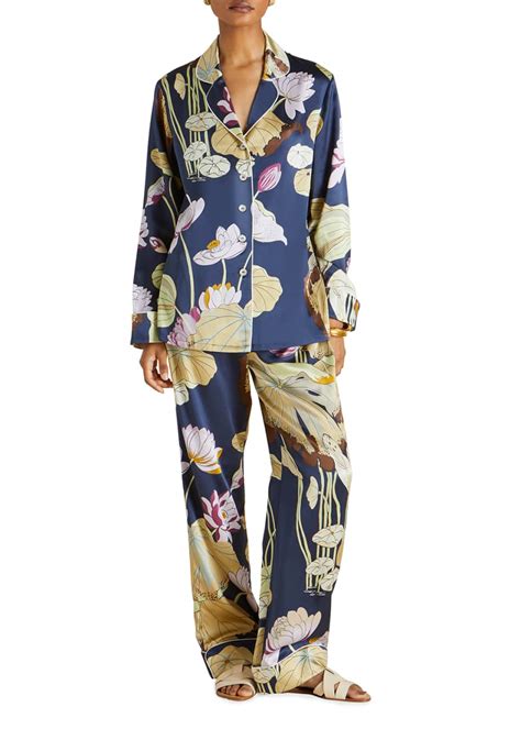 Olivia Von Halle Lila Floral Silk Pajama Set Bergdorf Goodman