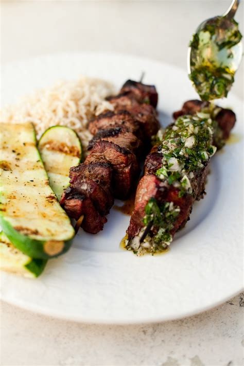 Top slices of beef tenderloin with a rich sauce of cremini mushrooms and sweet red wine. Argentinian Beef kabobs with Chimmi Churri Sauce | The ...