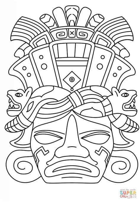 Mayan Mask Coloring Page Free Printable Coloring Pages