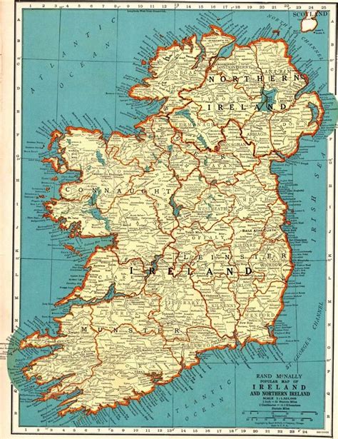 1939 Antique Ireland Map Original Vintage Map Of Ireland Gallery Wall