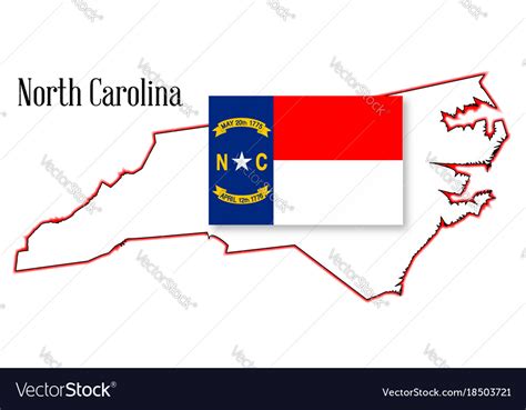 North Carolina State Map And Flag Royalty Free Vector Image