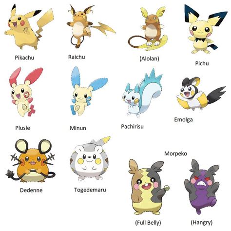 The Different Types Of Pikachu And Other Pokemon Characters Are Shown