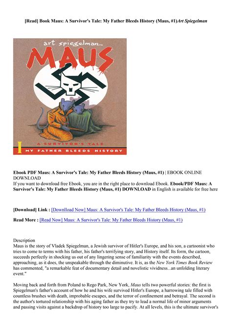 PDF Maus A Survivor S Tale My Father Bleeds History Maus Art Spiegelman By Redicnois