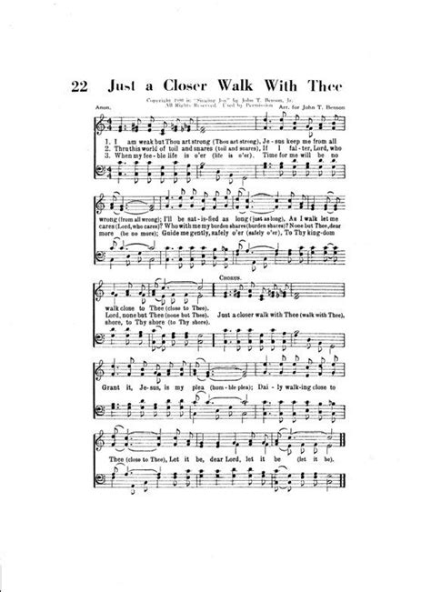 Just A Closer Walk With Thee Christian Hymn Digital Sheet Etsy