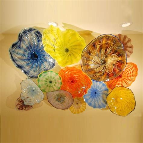 2021 100 Hand Blown Murano Glass Hanging Plates Wall Art Dale Chihuly Style Borosilicate Glass