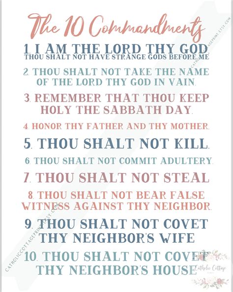 10 Commandments Printable Catholic Homeschool Or Teacher Etsy