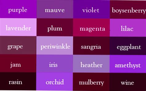 Purple Color Chart With Names