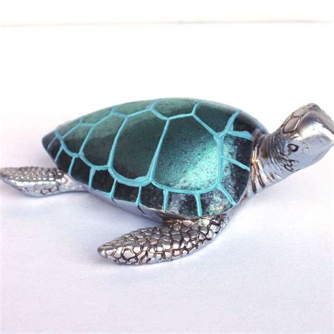4 Pearl Turquoise Resin Sea Turtle Figurine Nautical Sea Decor