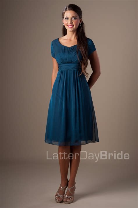 Summer weddings are the most popular on the social calendar for good reason—they come with major pros: Blue Chiffon Short Modest Bridesmaid Dresses With Cap ...