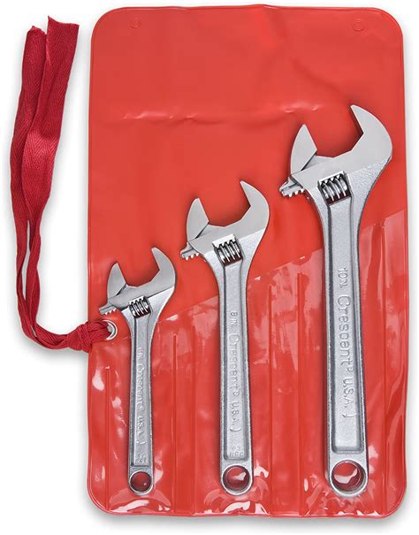 Crescent 3 Pc Adjustable Wrench Set 6 8 And 10 With Tool Roll Musa