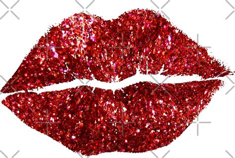 Red Glitter Lips Stickers By Myheadisaprison Redbubble