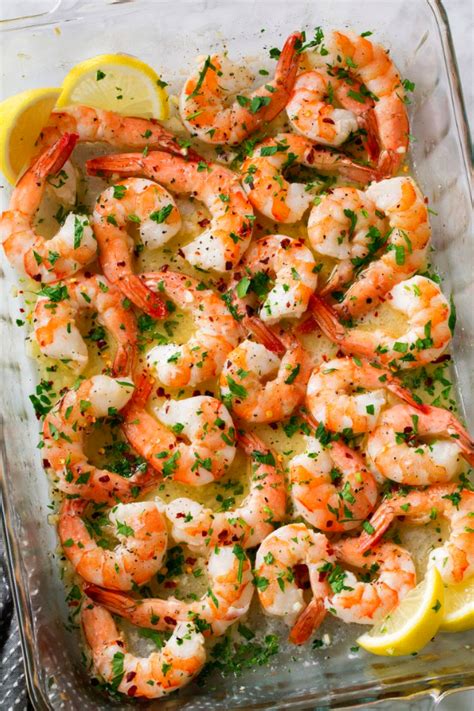 Baked Shrimp With Garlic Lemon Butter Sauce Shrimp Recipes Easy Seafood Dinner Baked