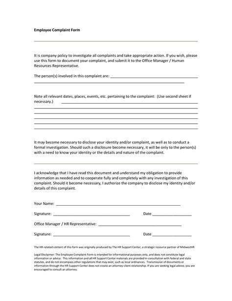 HR Employee Complaint Form How To Make An HR Employee Complaint Form Download This Printable