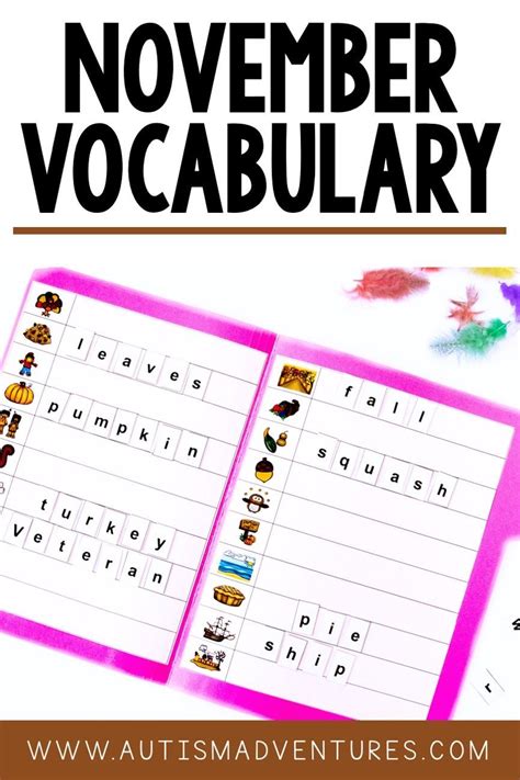 November Vocabulary Unit For Students With Special Needs Teaching