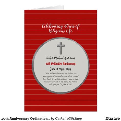 40th Anniversary Ordination Priest Any Clergy Card