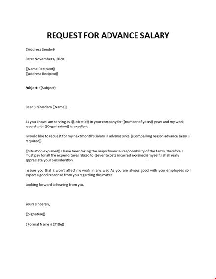 Vacation Salary Request Letter Sample Anexa Wild
