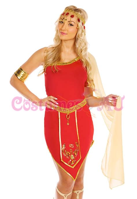 fancy dress clothes ladies cleopatra roman toga robe greek goddess fancy dress costume red