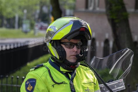 motor police man at amsterdam the netherlands 2019 editorial stock