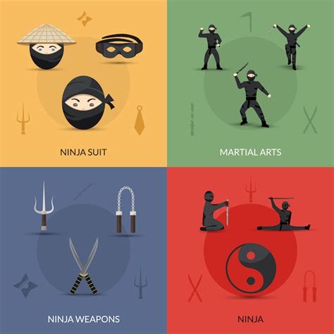 Free Vector Ninja Icons Set