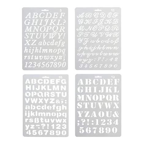Dequera Pack Of 4 Plastic Alphabet Letter Number Drawing Painting