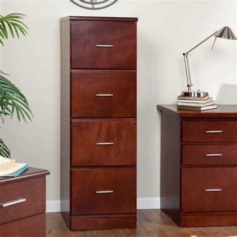 Built using select solid wood on all trim and handles and genuine wood veneers on all other. Valona Modern Custom 4-Drawer Filing Cabinet - Dark Cherry ...
