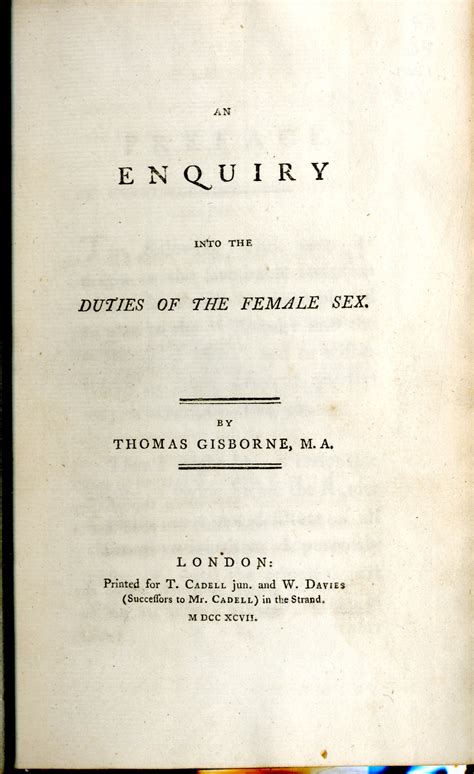 An Enquiry Into The Duties Of The Female Sex By Thomas Gisborne Ma