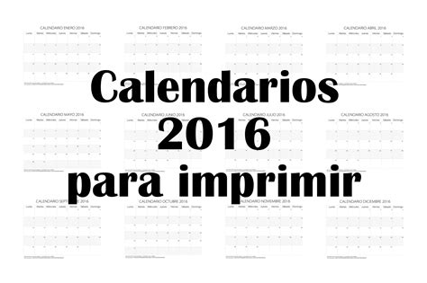 Calendarios 2016 Para Imprimir