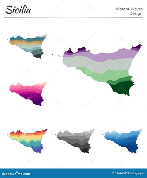 Set Of Vector Maps Of Sicilia Stock Vector Illustration Of Dynamic