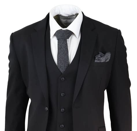 Mens Black 3 Piece Suit Buy Online Happy Gentleman