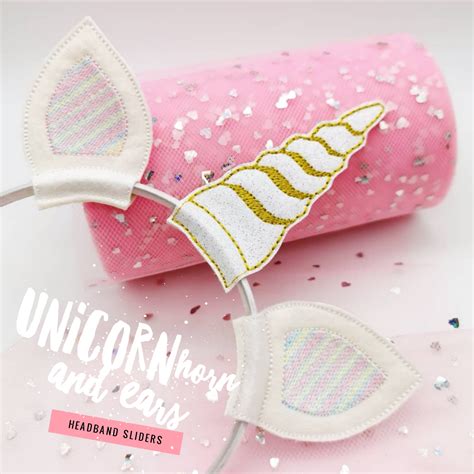 Glitter Unicorn Horn And Ears Embroidered Slider Jolif The Craft Shop