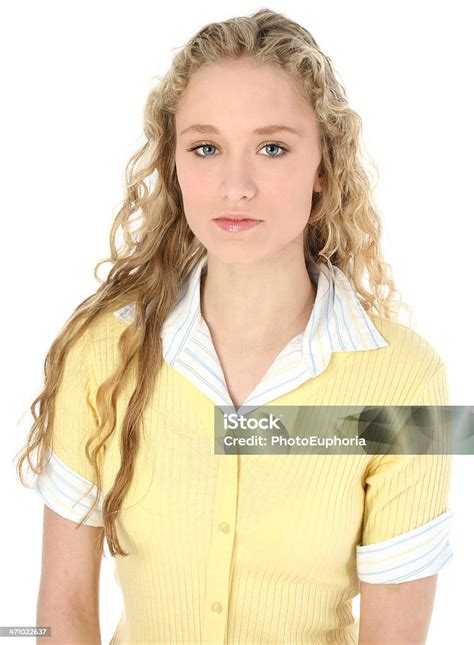 Beautiful Teen Girl With Long Curly Blonde Hair Stock Photo Download