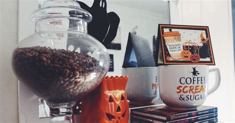 Sugar skull with mustache halloween coffee mug: How to Create a Halloween Coffee Bar - Spooky Little Halloween