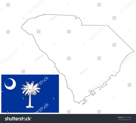 South Carolina Vector Map Contour Flag Stock Vector Royalty Free