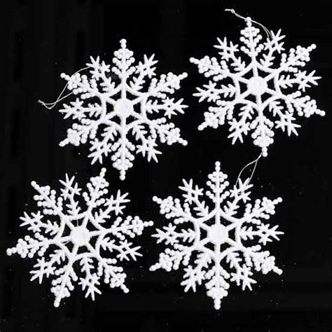 White Glitter Snowflake Ornaments Snow Snowflakes Glitter