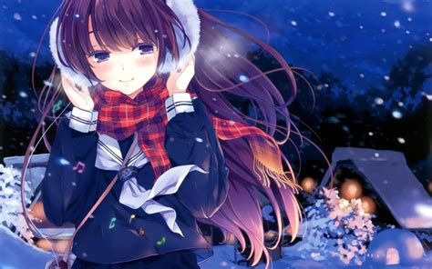 Cold Winter Nights Girl Snow Anime Hd Wallpaper Anime Wallpaper Better