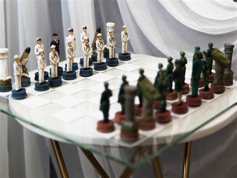 American Military Us Army Soldiers Vs Navy Sailors Colorful Chess Set