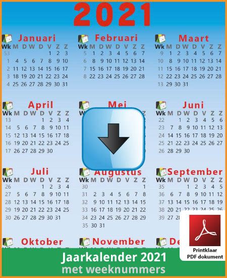 Bekijk online of download gratis de jaarkalender met weeknummers en plan je activiteiten. Kalenders 2021 Gratis Downloaden en Printen? | Feestdagen ...