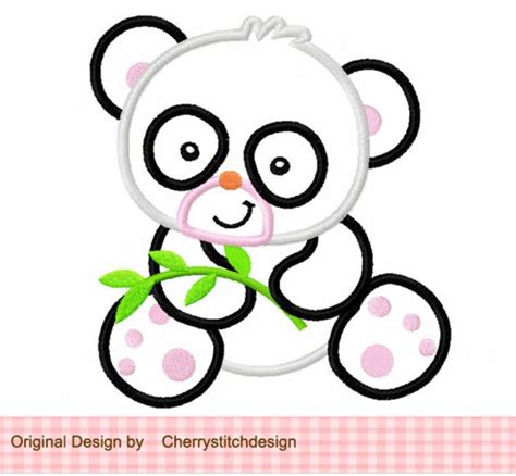Panda Machine Embroidery Applique Design 4x4 5x5 6x6 Etsy