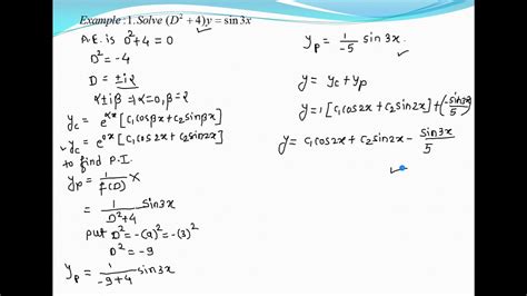 How To Find Particular Integral When X Is Trigonometric Function Youtube
