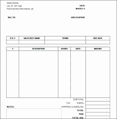 Blank Sample Invoice Template Free Images And Photos Finder