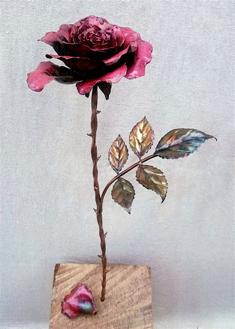 Emily Stone Copper Flower Rose Sculpture Copper Creatures