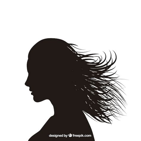 Schattenbild Der Frau Mit Wehenden Haaren Kostenlose Vektor