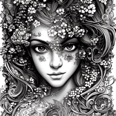 Flower Coloring Page Black And White Josephine Wall · Creative Fabrica