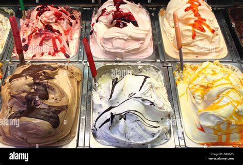Different Flavors Of Italian Ice Cream Stock Photo Alamy