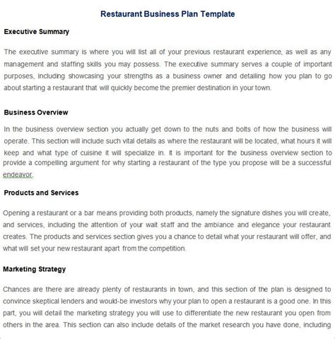 If you're thinking to yourself, seems like a lot of work. Restaurant Business Plan Template - 17+ Free PDF, Word ...