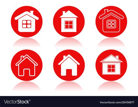 Home Icons Set Round Red Icons A Building Vector Image