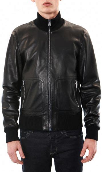 Gucci Leather Bomber Jacket In Black For Men Lyst