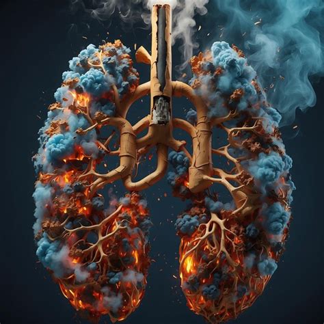 Premium Photo An Artistic Lungs Made By Fire With Smoke