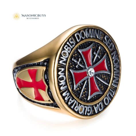 Knights Templar Masonic Ring With Cubic Zirconia Masonicbuys