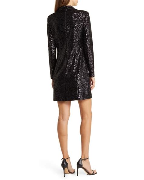 Eliza J Sequin Long Sleeve Tuxedo Cocktail Dress In Black Lyst